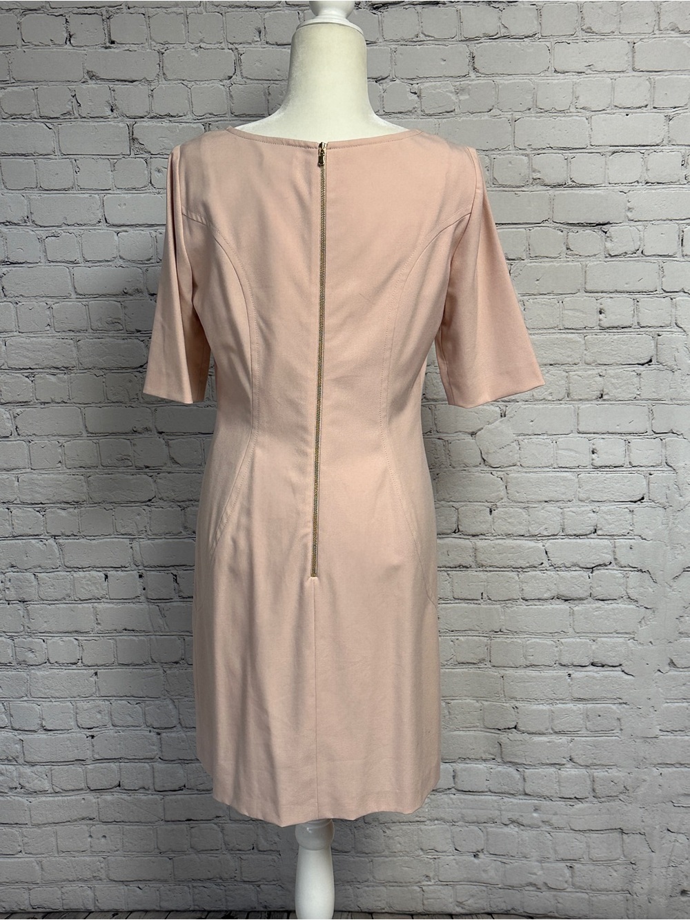 Tahari Pale Blush Midi Shift Dress Size 8 - Picture 3 of 8